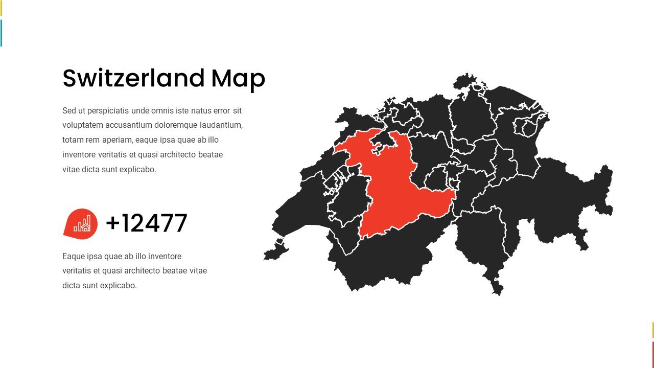 Switzerland map with red accent.
