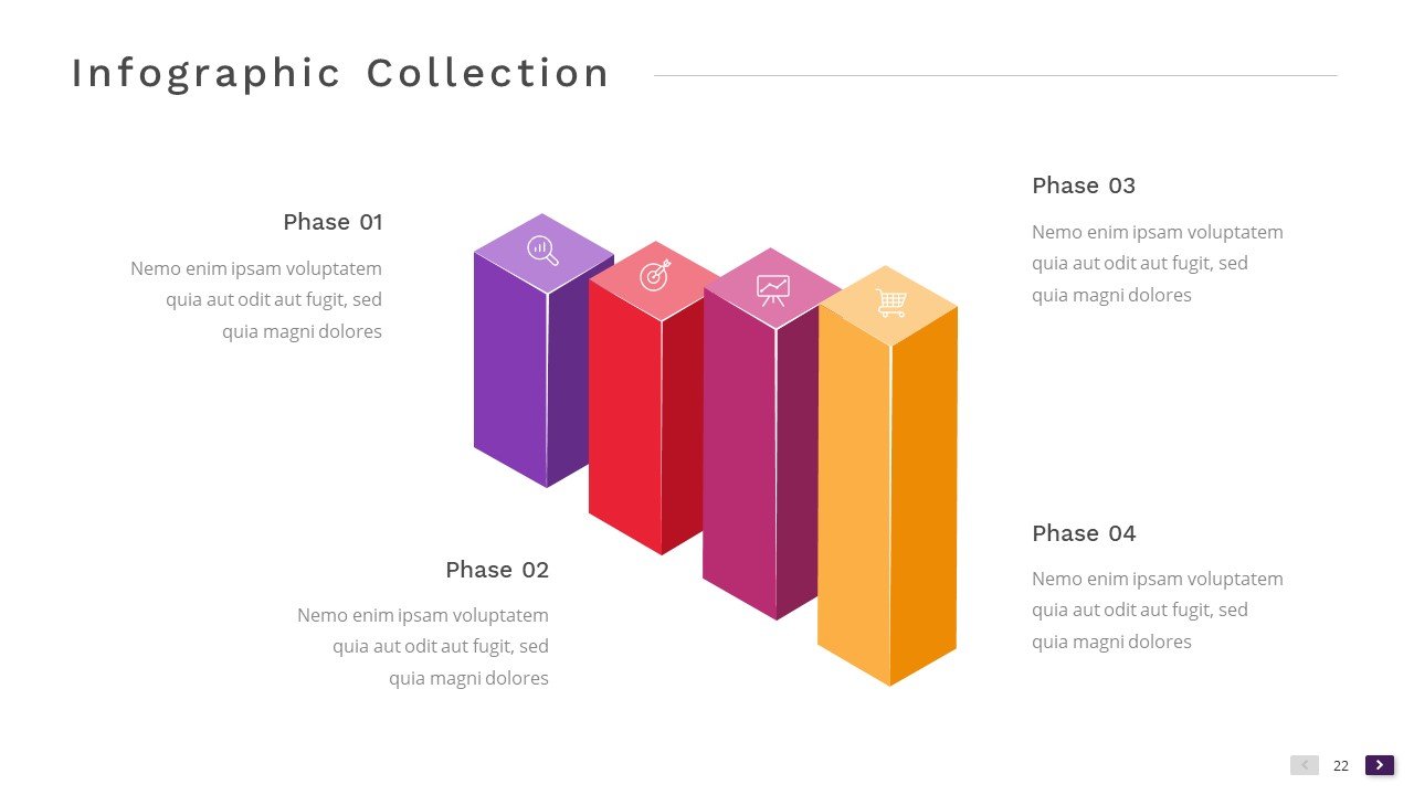 Four multi-colored pillars infographic.