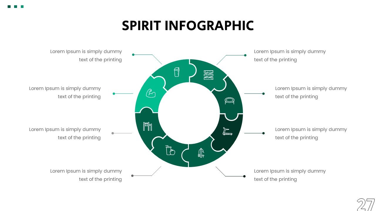 Circular green puzzle - the format of the presented infographics.