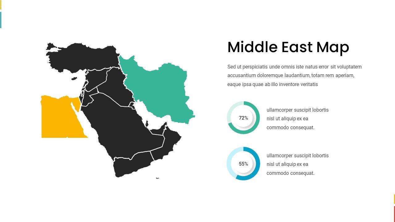 Middle east map with circle infographic.