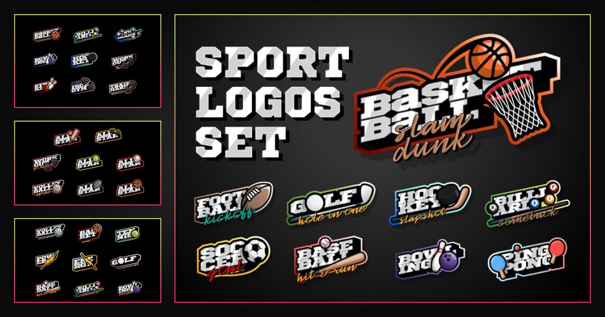 Dark background with a logo on a sports theme.