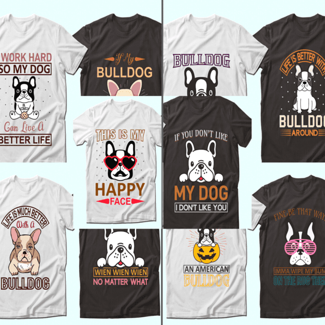 Trendy 20 Bulldog Quotes T shirt Designs cover image.
