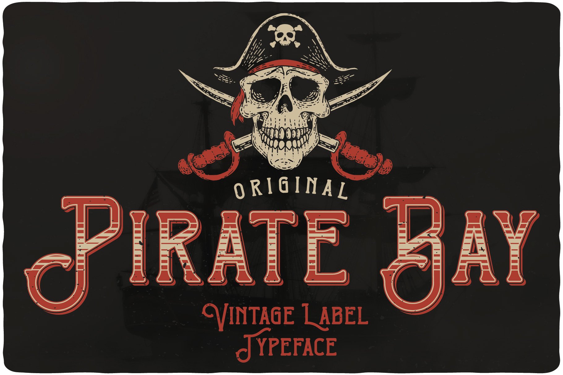Black background and red font depicting a pirate.