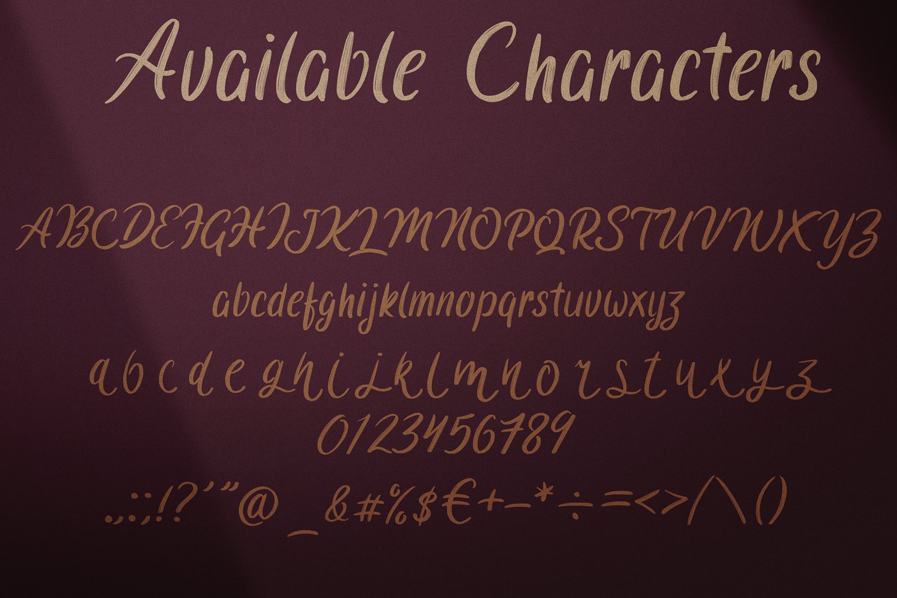 Available characters of Spicy Taste Typeface.