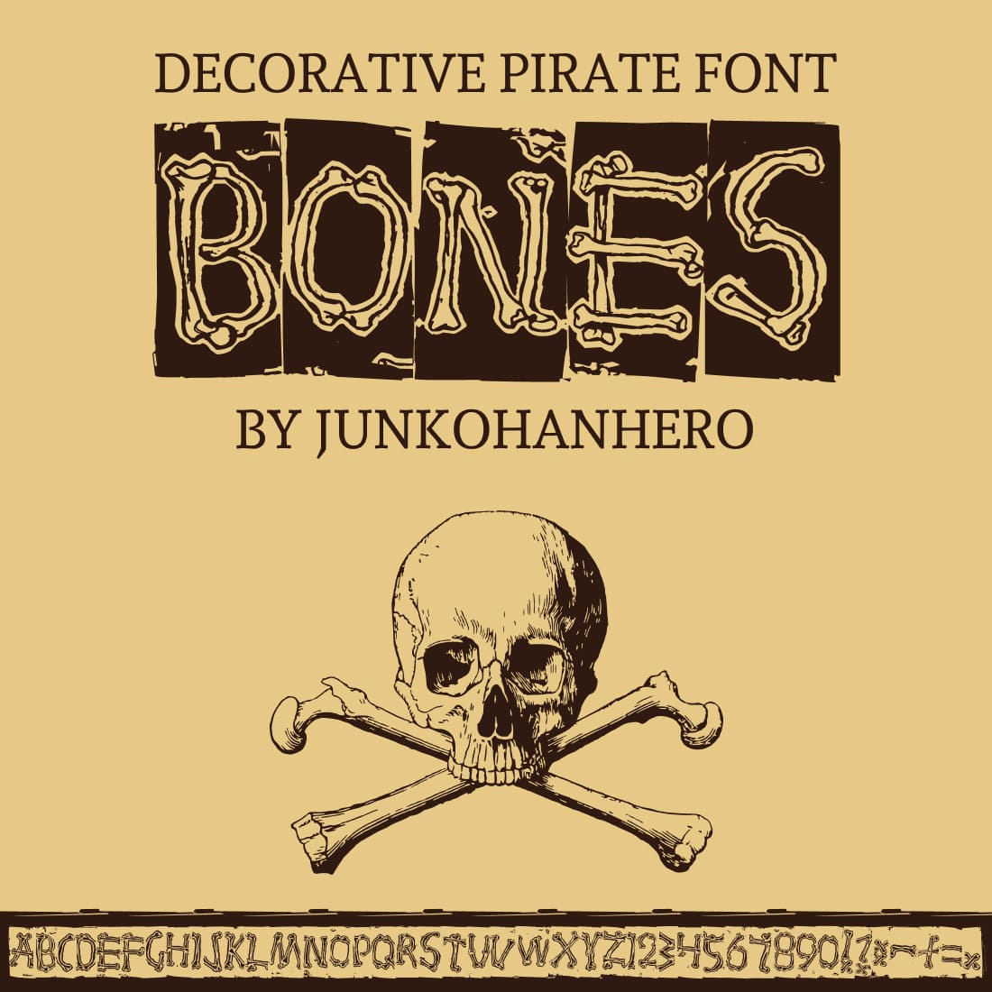 The skull and bones are the main elements of the font.