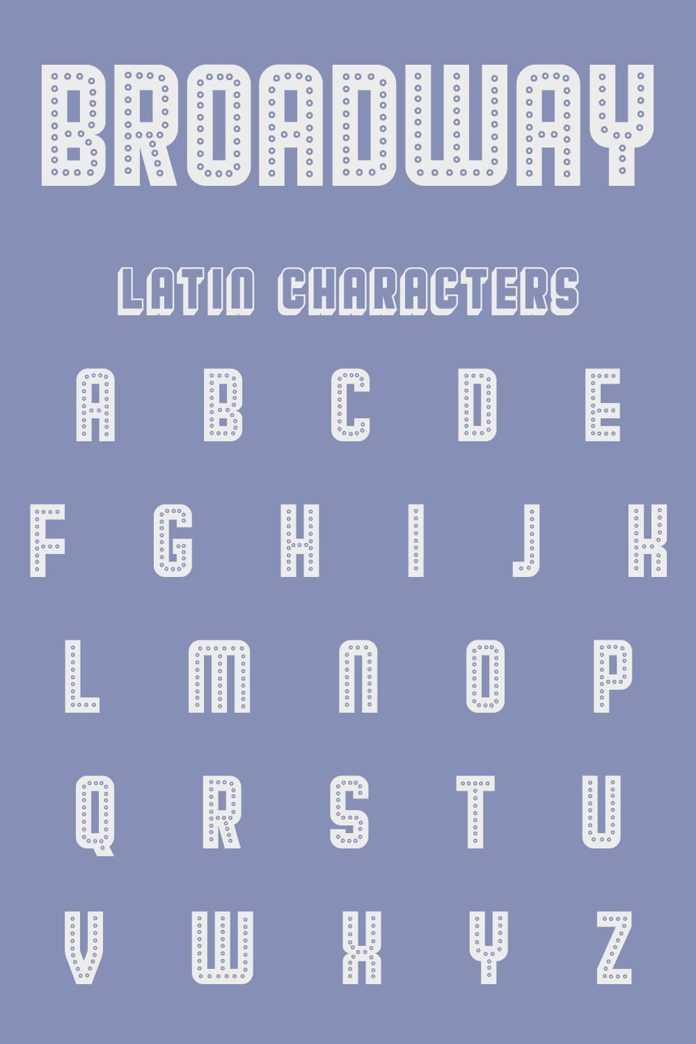 Latin characters of font in dots.