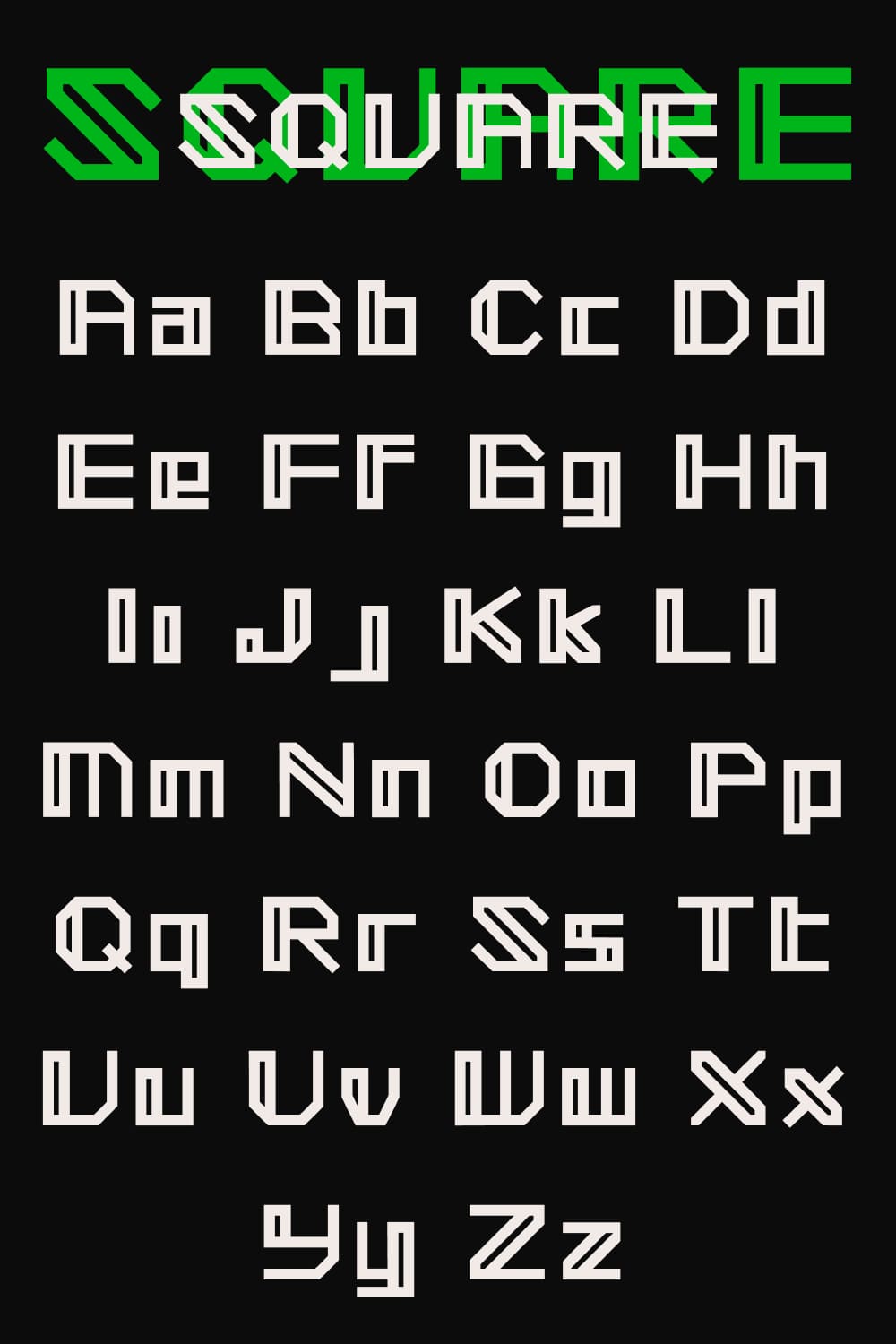 The entire alphabet is provided in the style of this font.