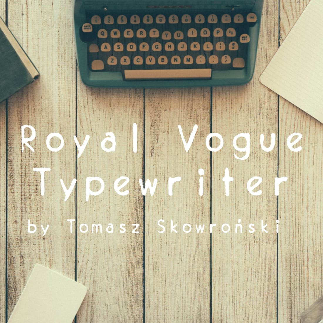 This vintage typewriter font emphasizes its era.