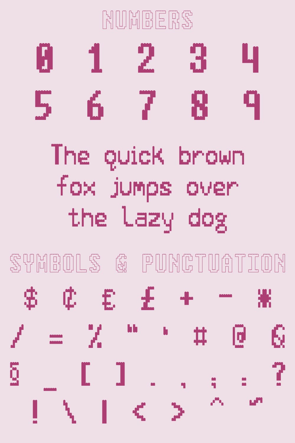 Numbers and symbols of this font.