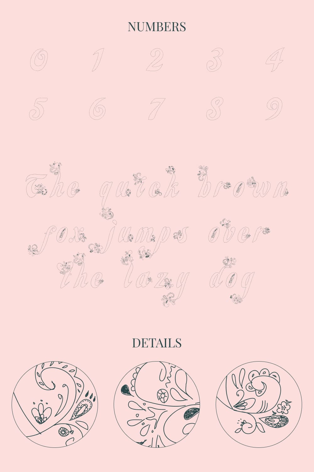 Delicate pink background with floral font.
