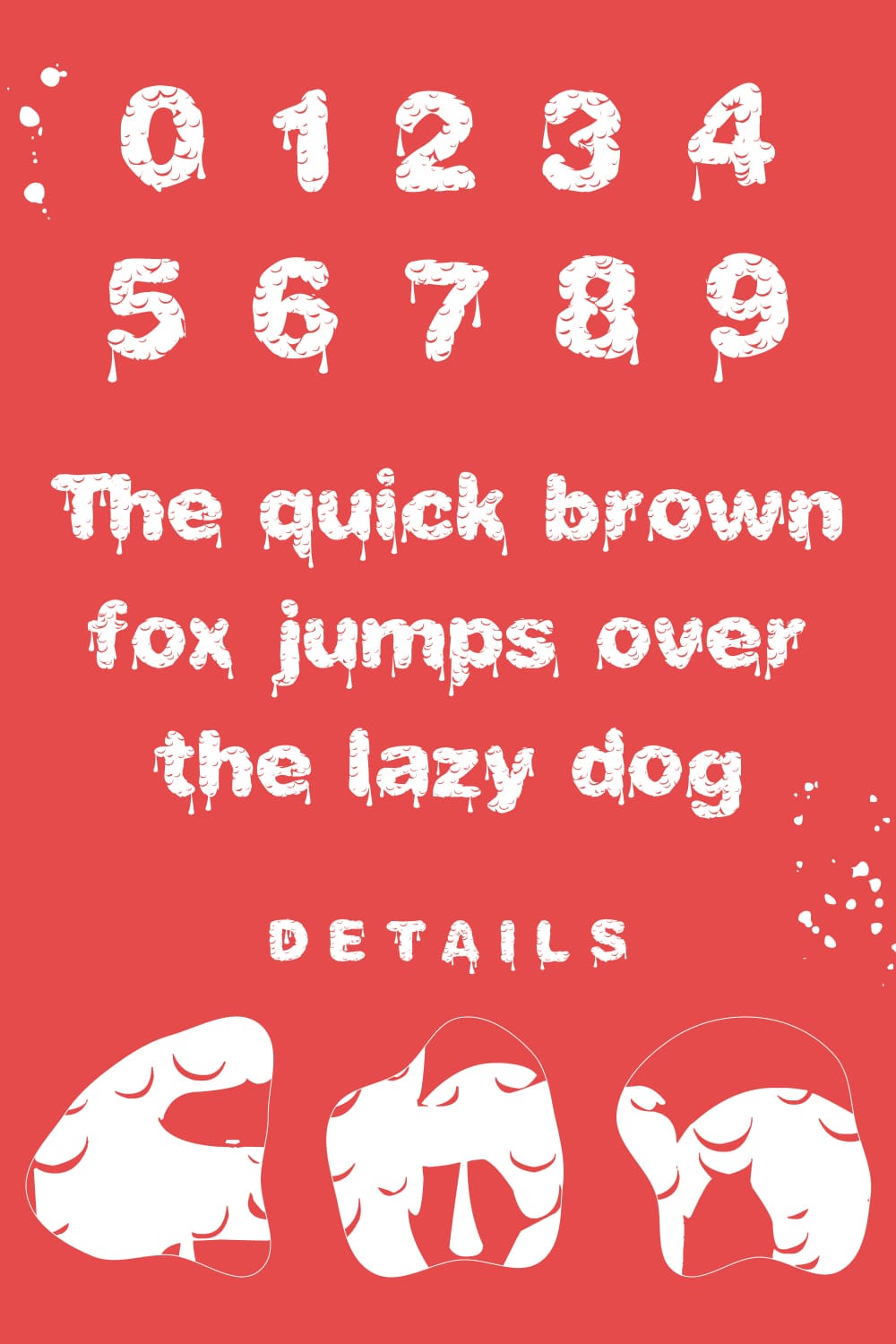 Here you can see the general view of numbers and letters of this type of font.
