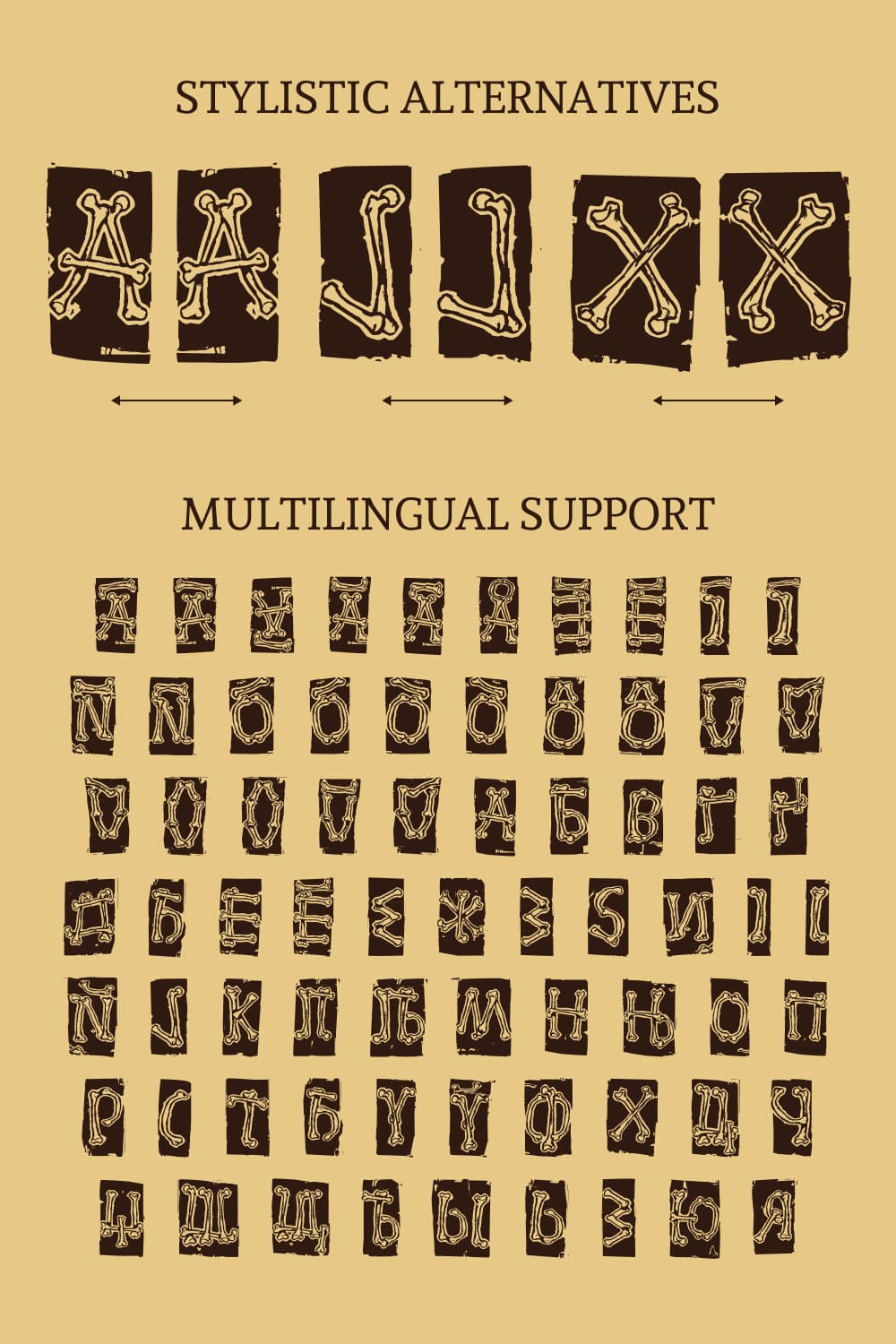 Illustrated font with bones.