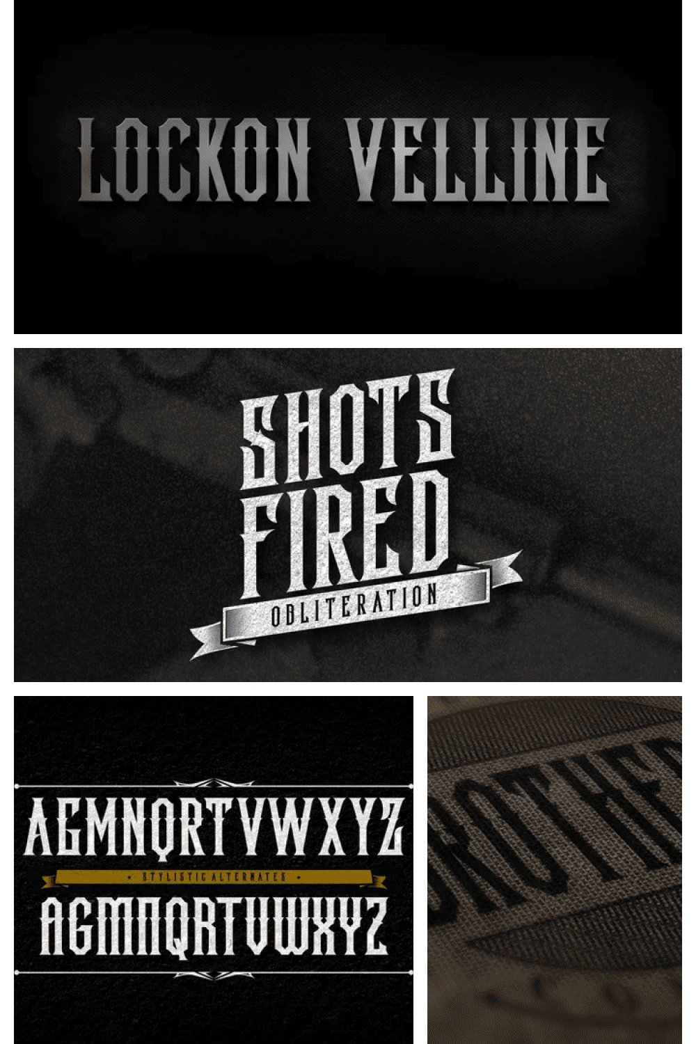 Lockon Velline wass inspired from a biker and tattoo style with progressive edge and sharp tips, to make the fonts more bold and dynamic.