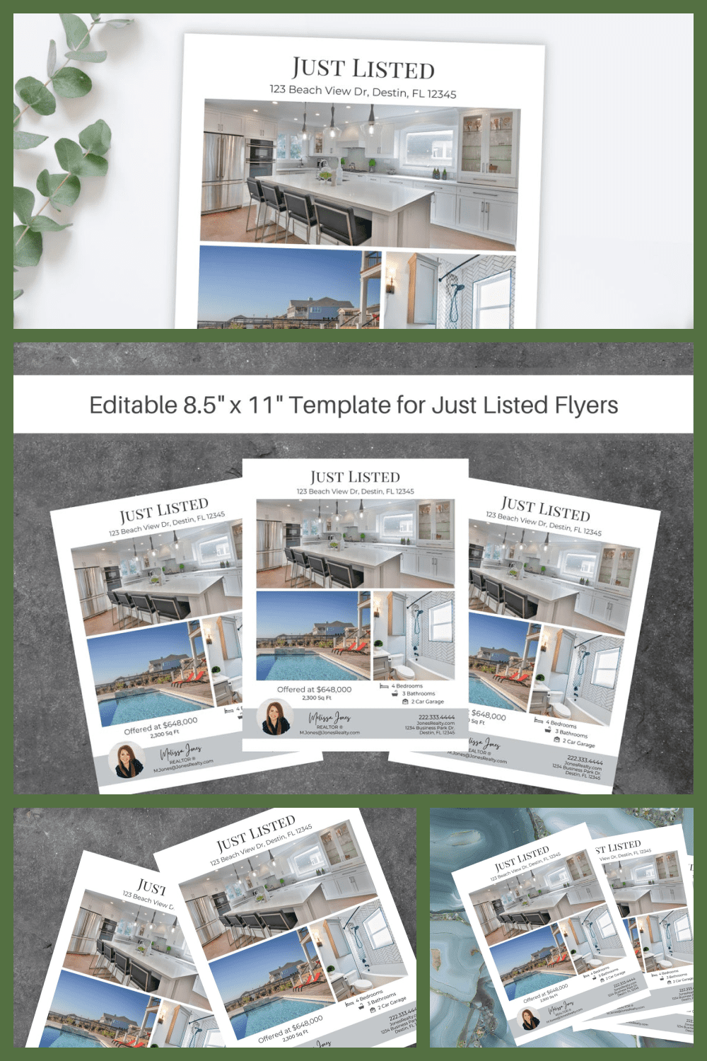 Create stunning new listing Real Estate Flyers in minutes using this pre-made template.