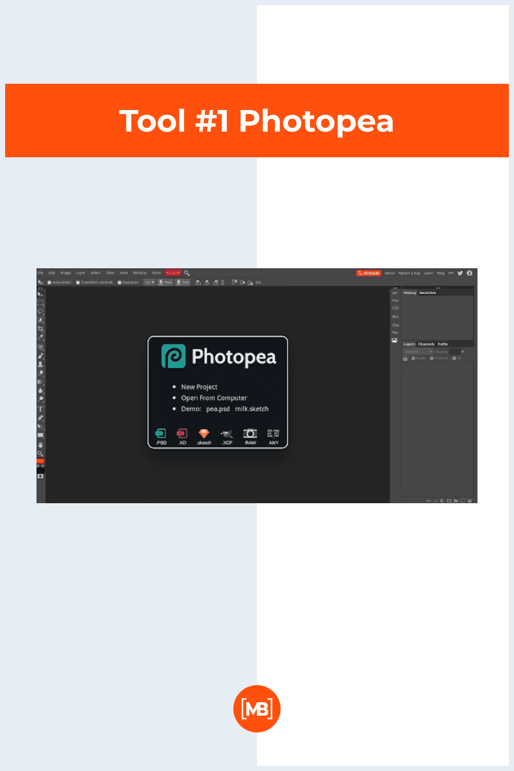 Photopea online image editor is a free Photoshop clone with