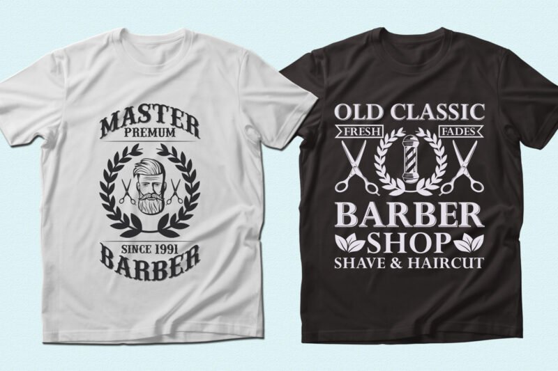 White and black t-shirts in brutal style for Barber.