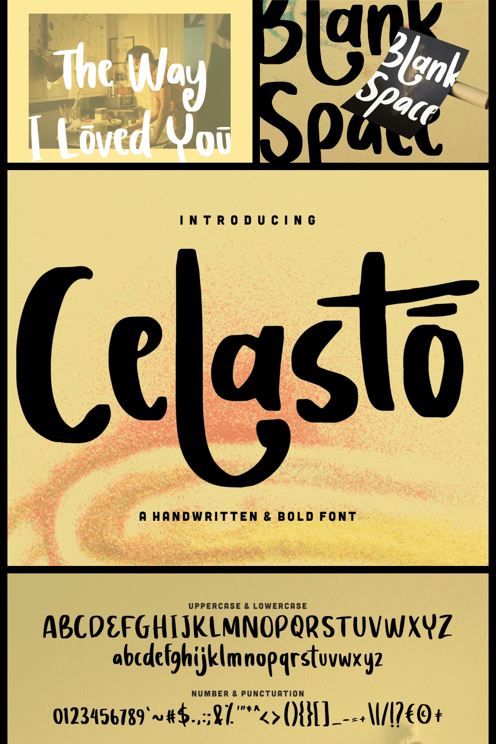Celasto - a handwritten and bold font.