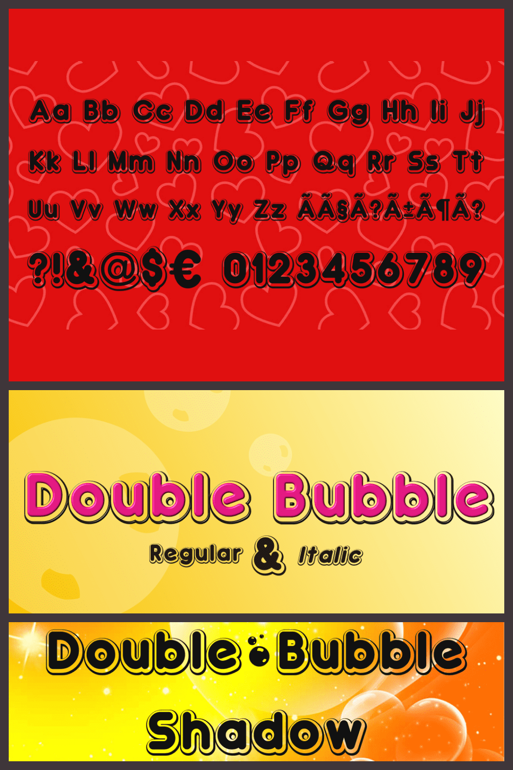 3D version double bubble shadow font.