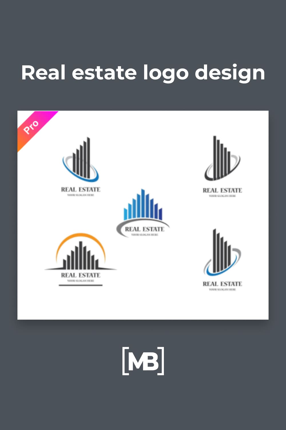 Real estate logo design with different illustrations.