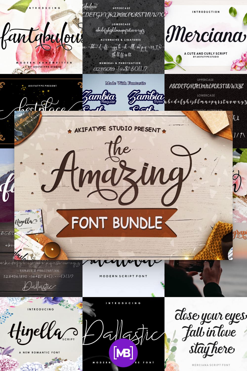 The Amazing Fonts Bundle is a romantic typefaces. bold, elegant & fun vintage script font.