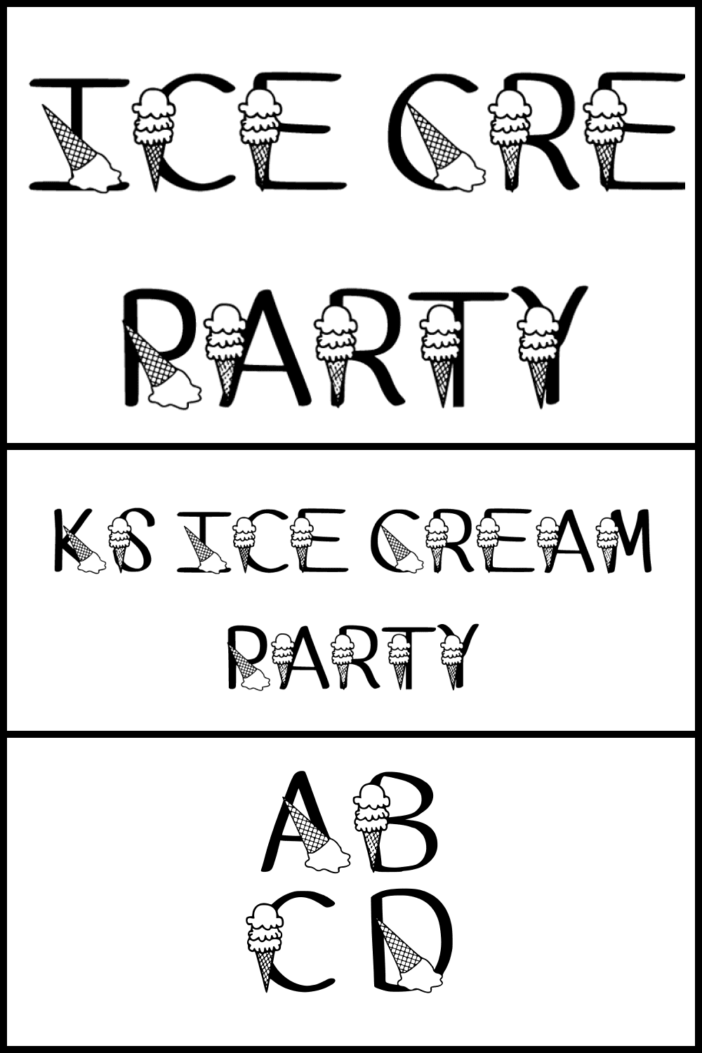 Font with ice-cream illustrated.