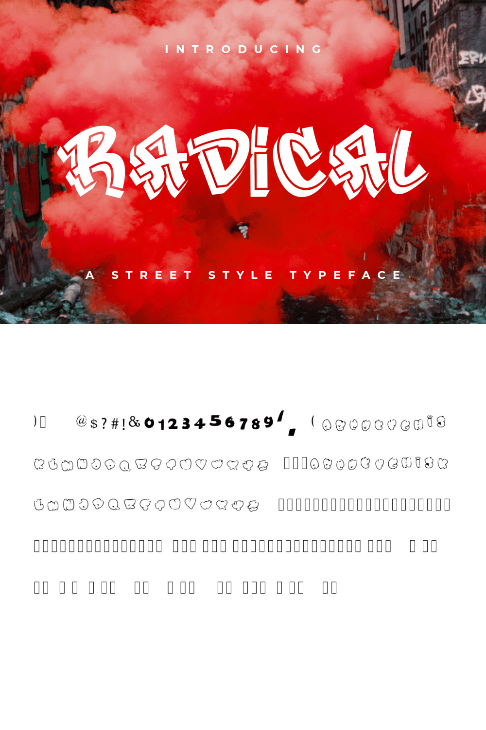 Radical graffiti splash font.