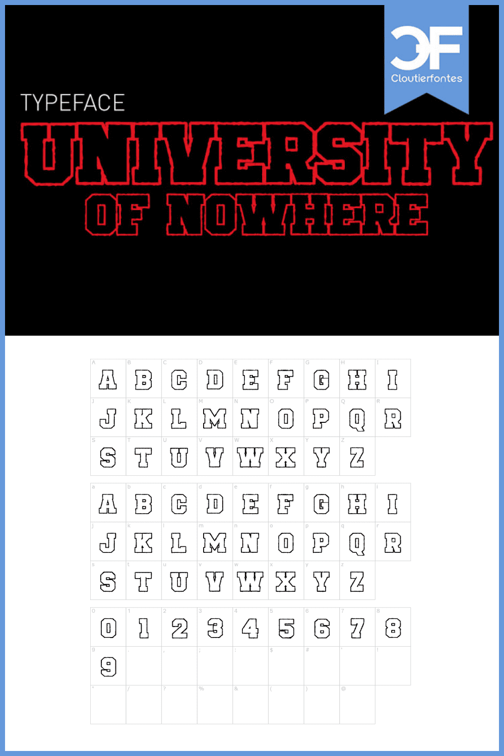Red font for university sport team.
