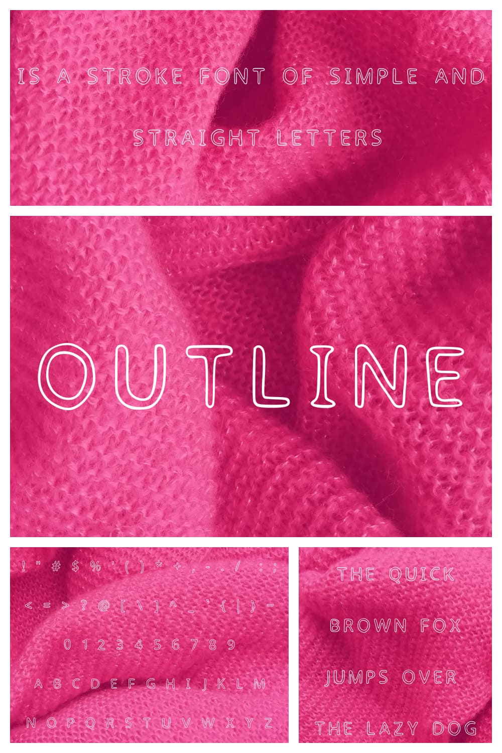 Outline is a stroke font of simple and strait letters.