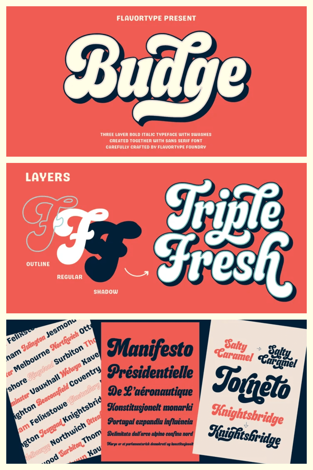 This is a new carefully crafted layered Italic Typeface. The ideas of this fonts come from a wide range of reference and deserts and beverages are our main focus for this font family.