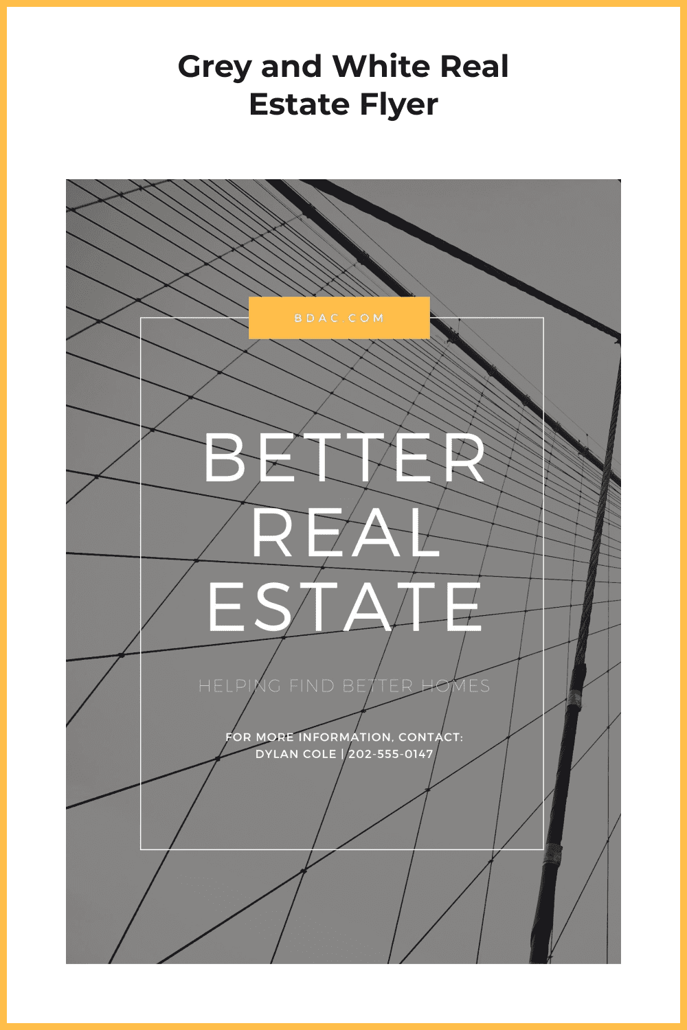 Grey and white real estate flyer.