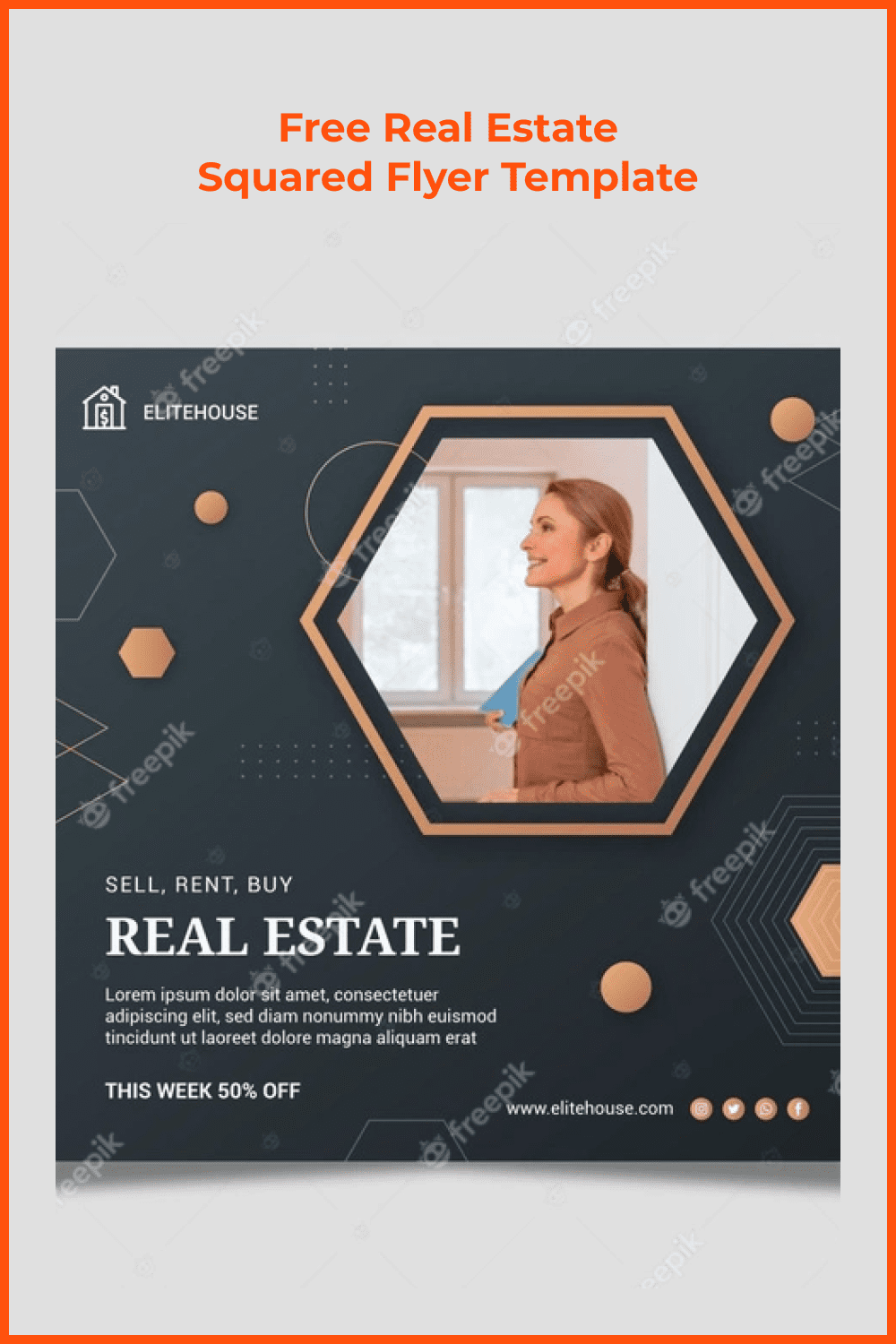 Real estate squared flyer template.