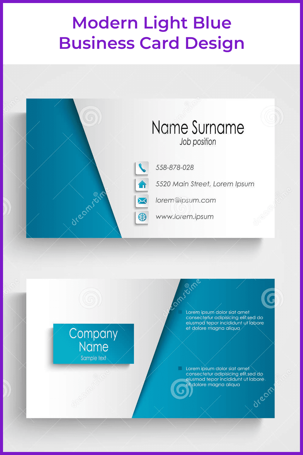 Simple and tasteful. White and blue card.