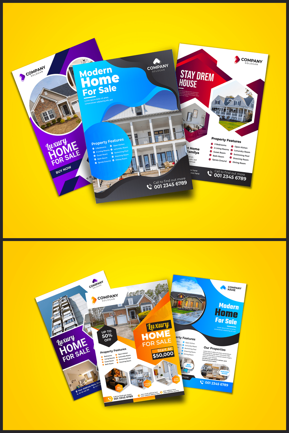 Real estate flyer template collection - corporate identity template.