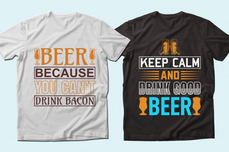 T-shirts with a big phrase in different colors and high-quality graphics.