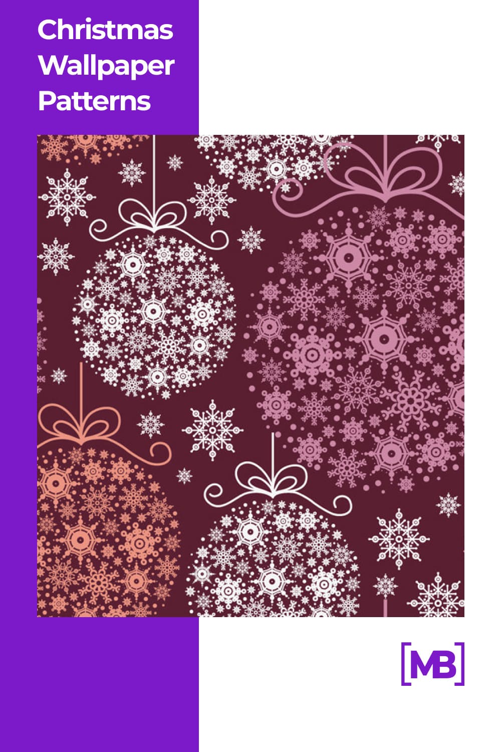 Print in the form of Christmas tree decorations made of small snowflakes.