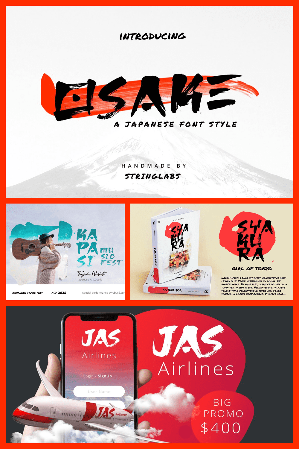 Osake is a japanese brush font that we made with excellent taste.