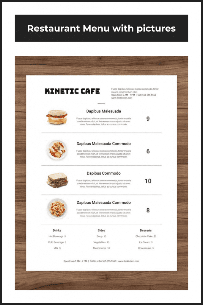 Menu Templates Google Docs