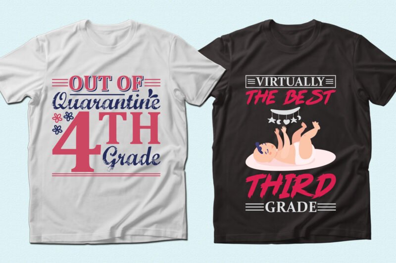 Two T-shirts with quality parenting illustrations.