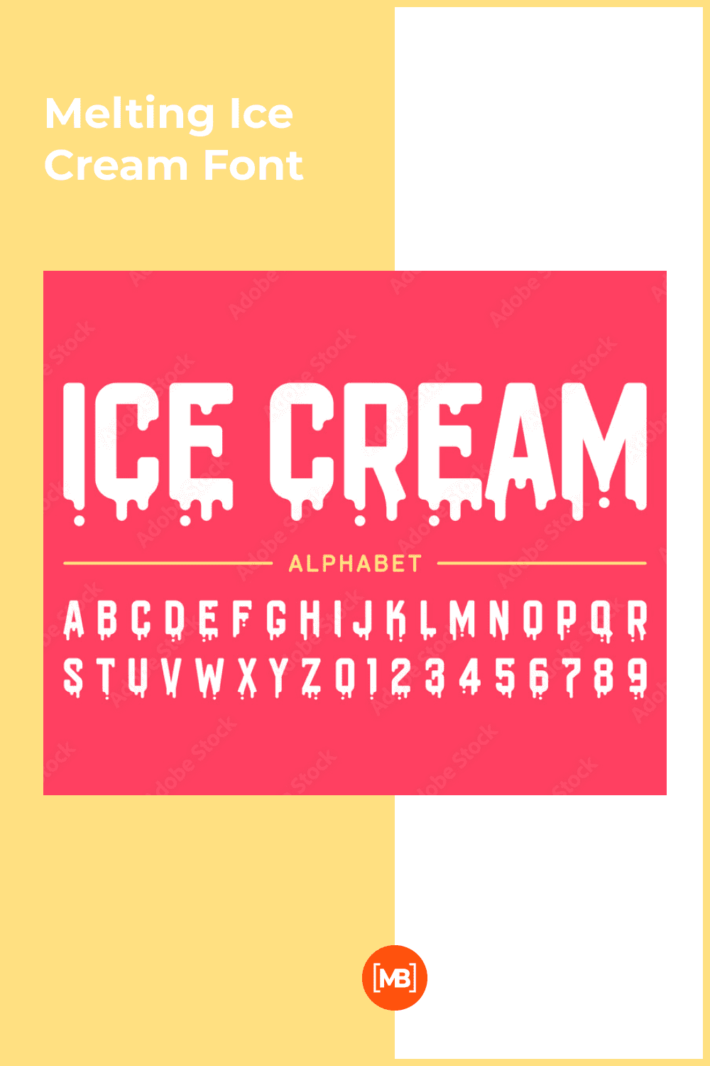 Ice cream style font with dripping drops.