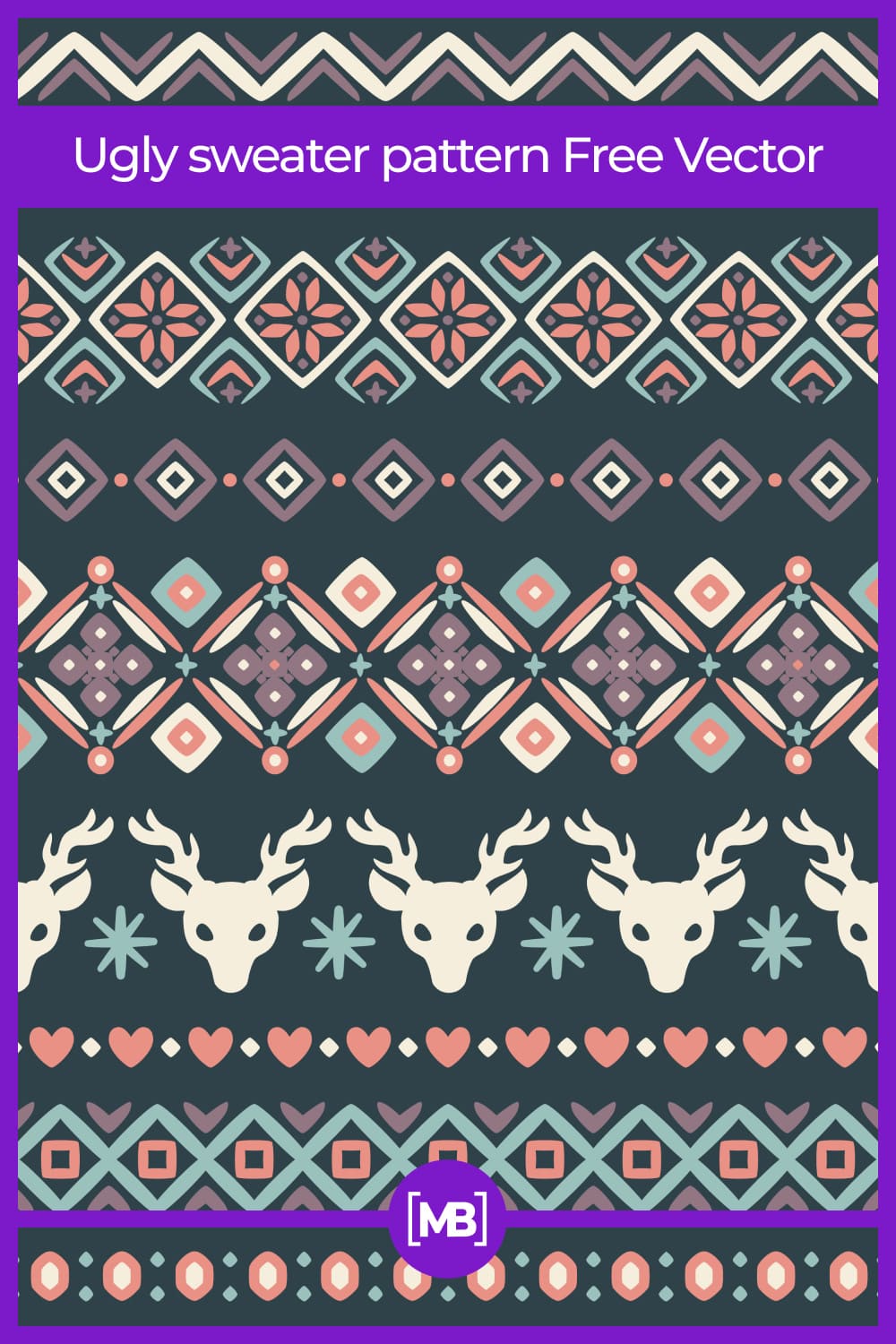 Original print with deer and snowflakes similar to a mandala.