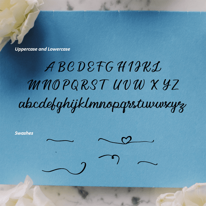 Dashania Handwritten Script Font Uppercase and Lowercase Collage Image.