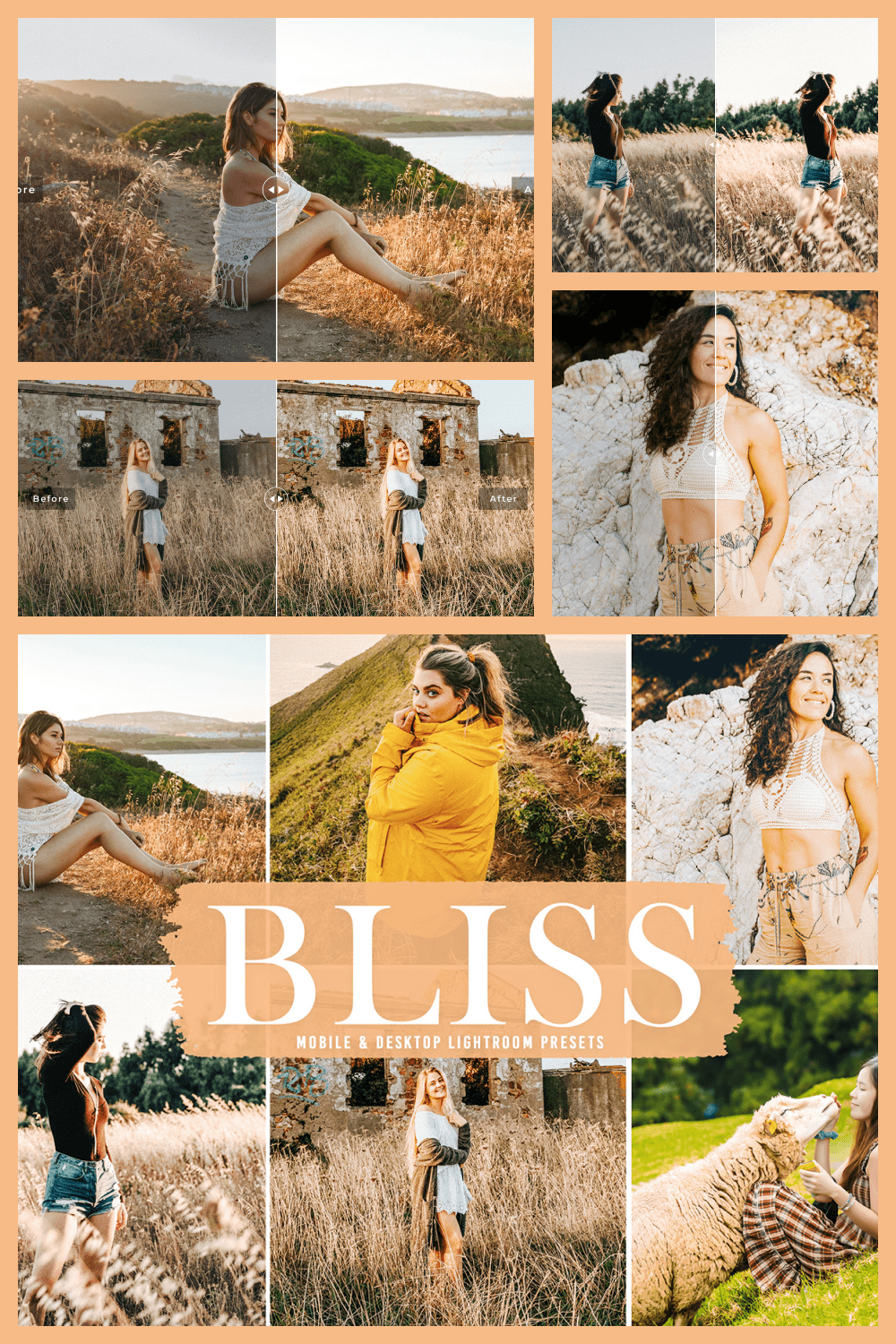 Bliss Mobile & Desktop Lightroom Presets will help you create unique and professional effects by adding tons of tones like bright, dreamy pink, shiny warm, candle oranges, soft yellows, glamour, rich and smooth tones for those who want to stand out from the crowd.