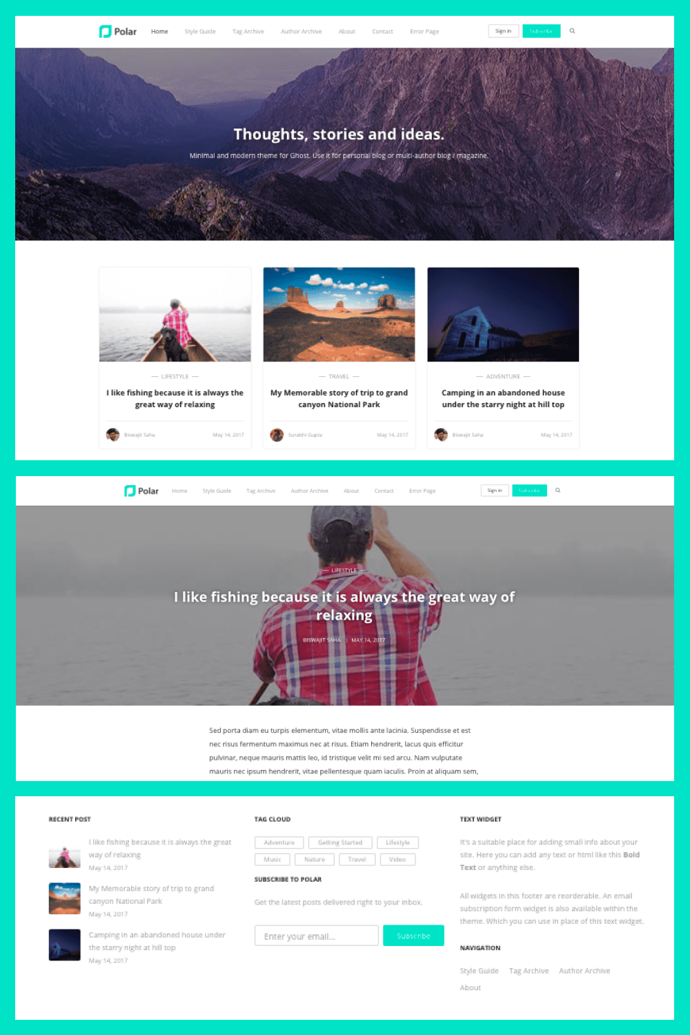 This is clean content focus theme for ghost blogging platform.