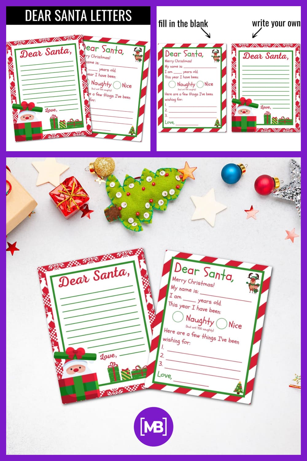 Cute letter to Santa template for your child this Christmas.