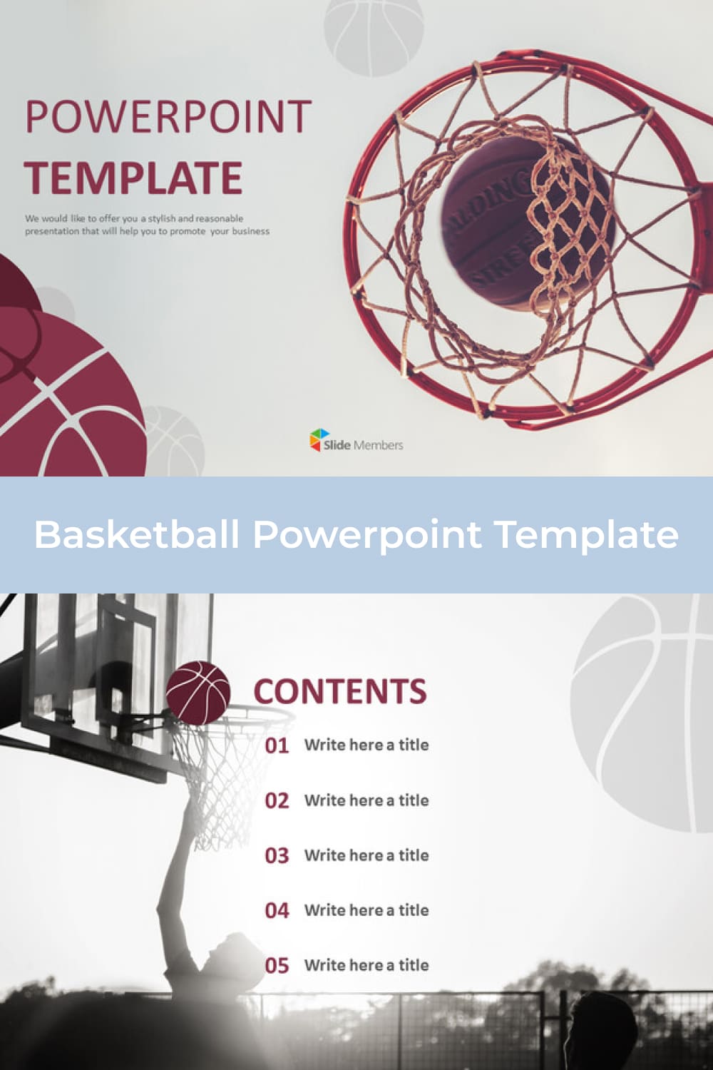 Basketball template with a picture of a ball ring.