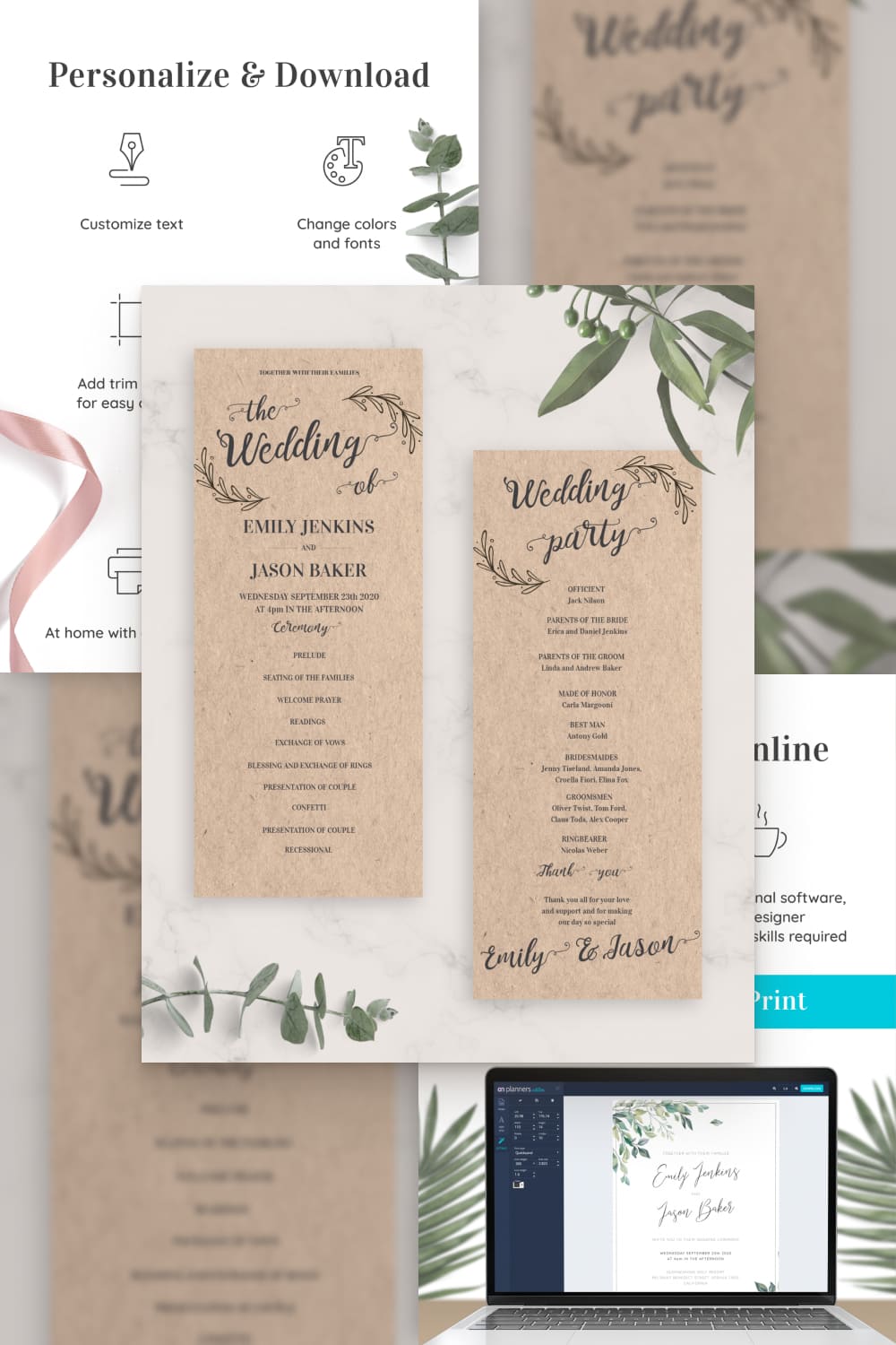 Vintage invitations on papyrus and in italics.