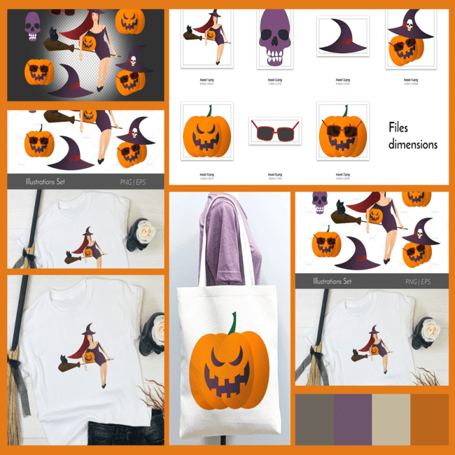 Halloween Witch and Pumpkin Clipart cover image.