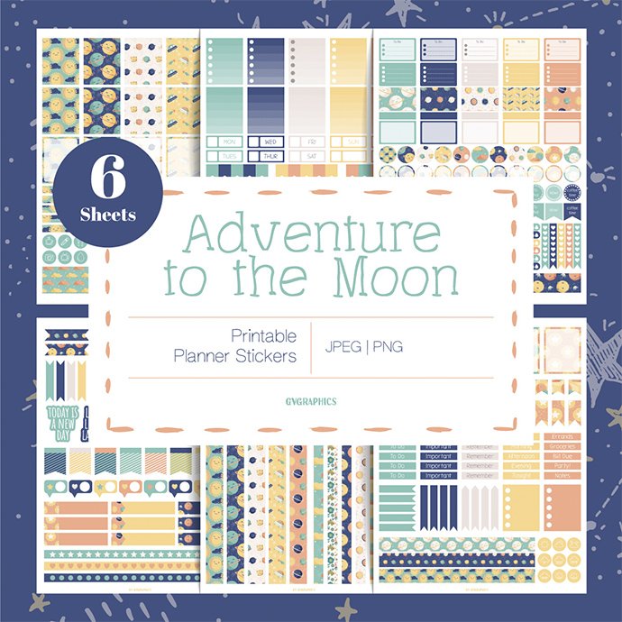 Adventure to the Moon Planner Stickers main cover.