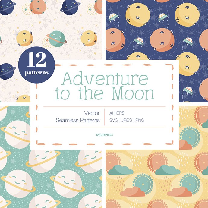 Adventure to the Moon Vector Patterns main cover.