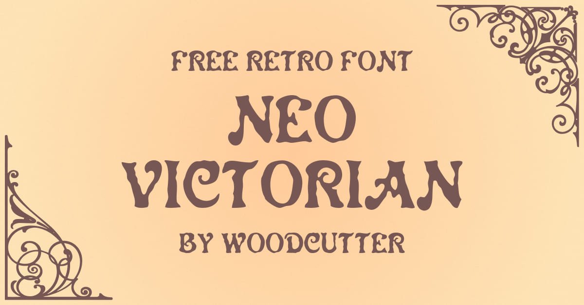 Font with illustrations in brown color.